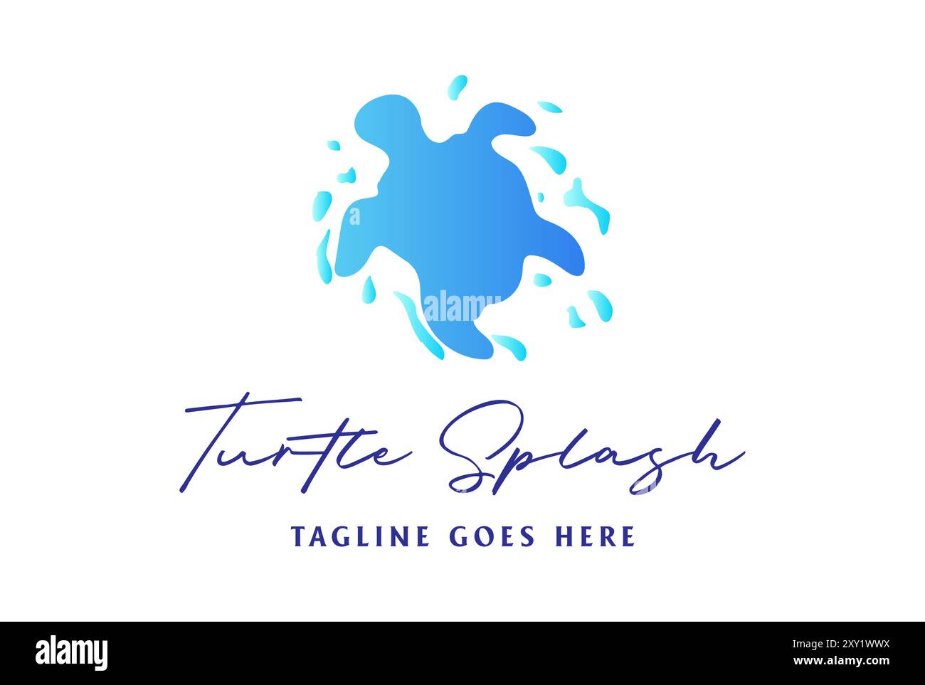 Modern Ocean Turtle Water Wave Splash Logo Design Vector Stock Vector