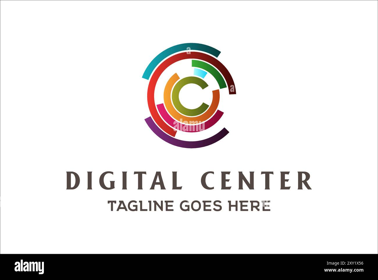 Modern Futuristic Initial C Circle Circular Digital Target Line Logo Design Vector Stock Vector