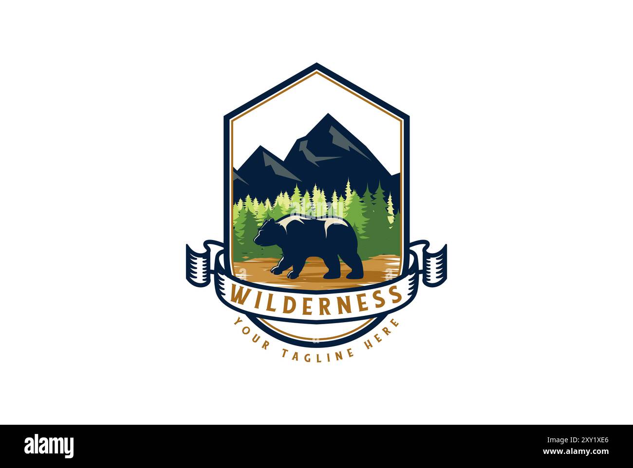 Mountain Ice Polar Bear with Pine Cedar Spruce Conifer Cypress Larch ...