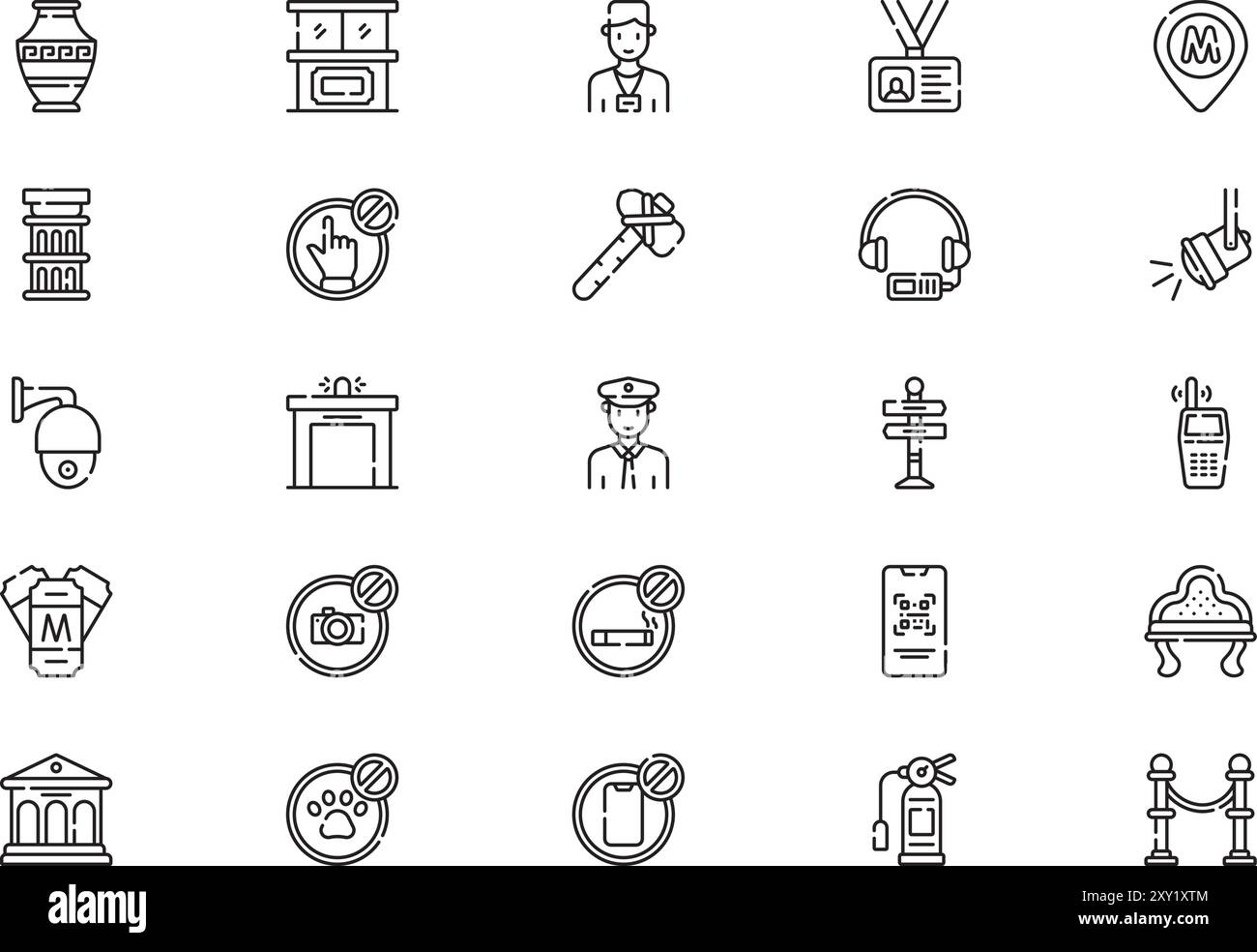 Museum icons collection is a vector illustration with editable stroke. Stock Vector