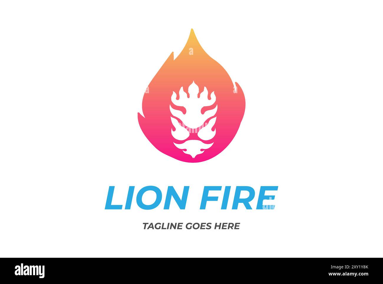 Modern Colorful Lion Face with Fire Flame Logo Design Vector Stock Vector