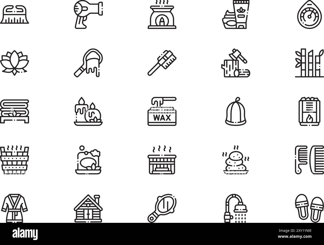 Sauna icons collection is a vector illustration with editable stroke. Stock Vector