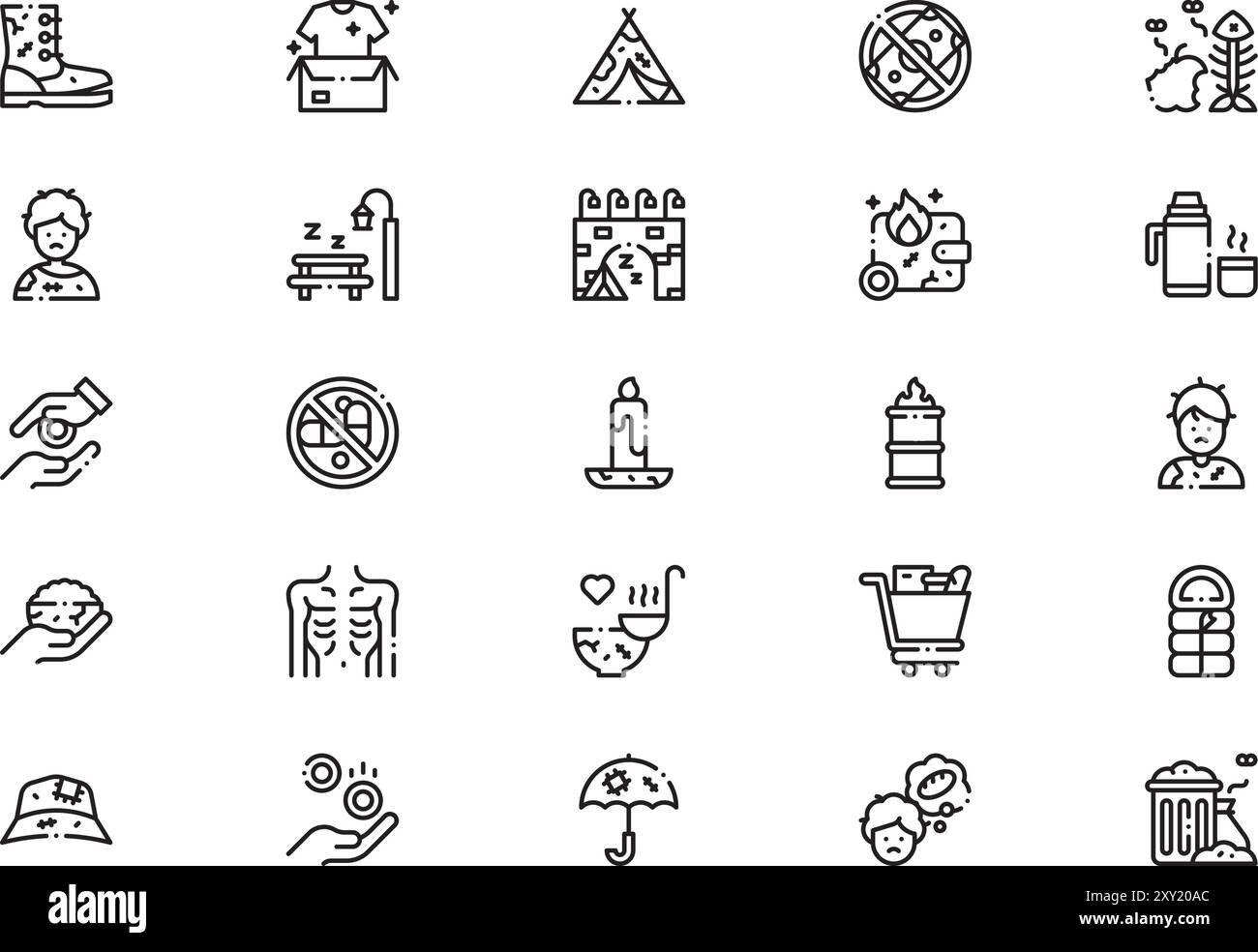 Poverty icons collection is a vector illustration with editable stroke ...