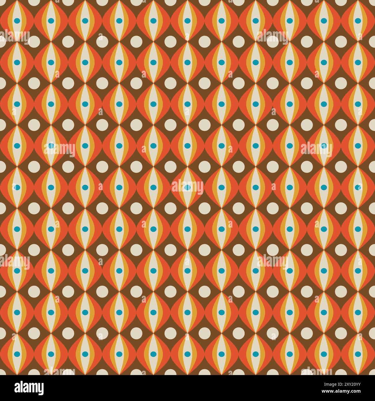 Vintage 60s 70s Brown And Orange Retro Mid Century Pattern Stock Photo ...