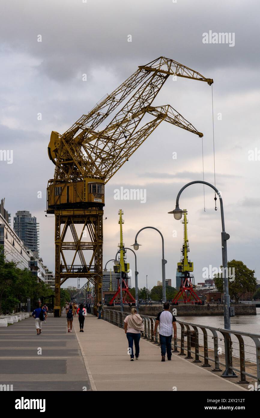 Retired gantry cranes for loading ships on display in the former docks ...