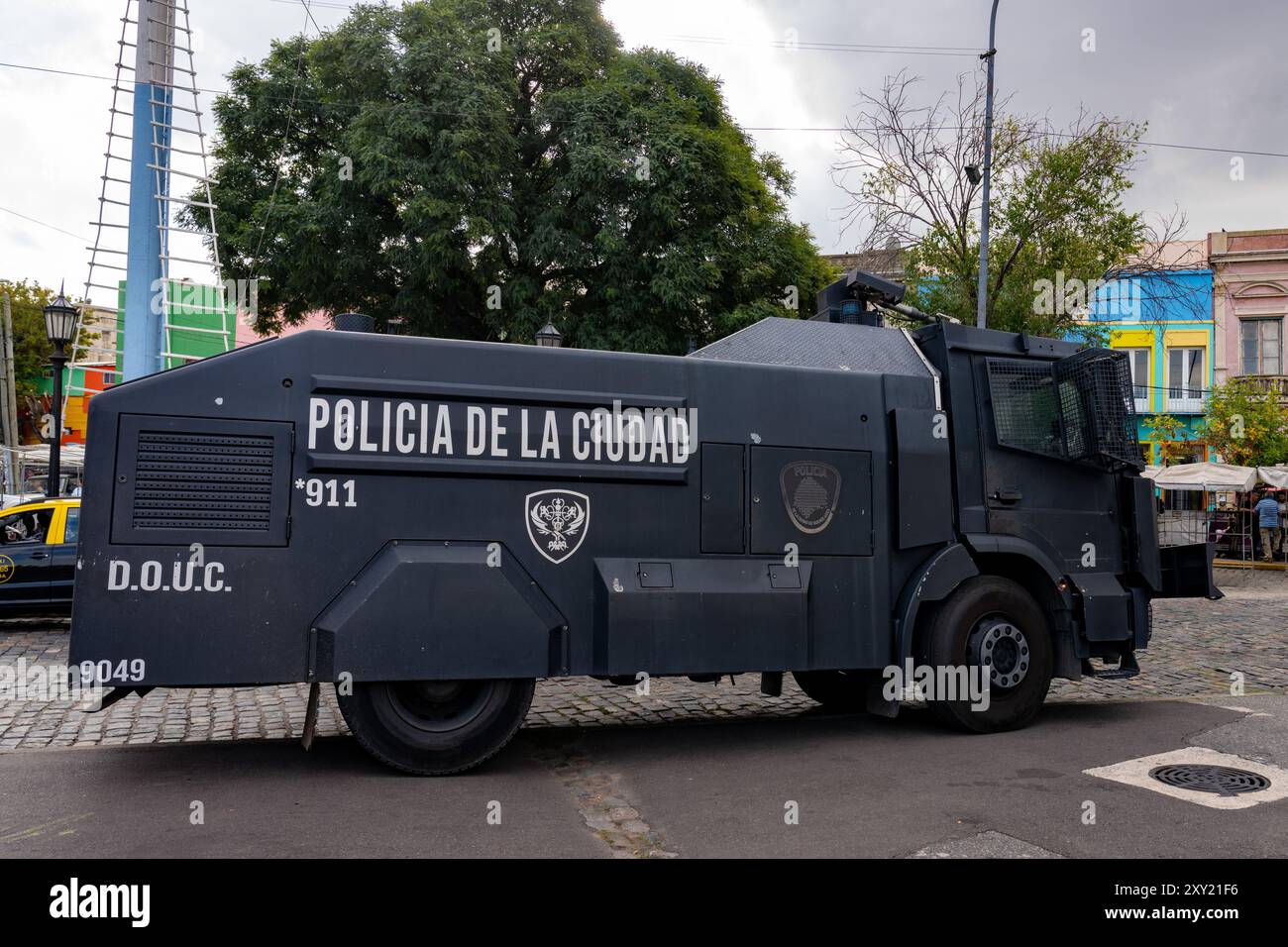 A Buenos Aires police force water cannon truck for riot control parked ...