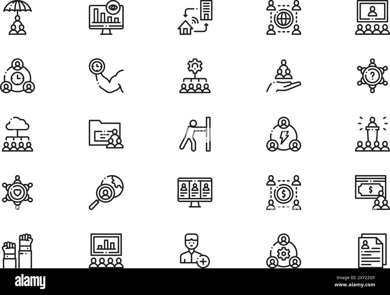 Teamwork icons collection is a vector illustration with editable stroke ...