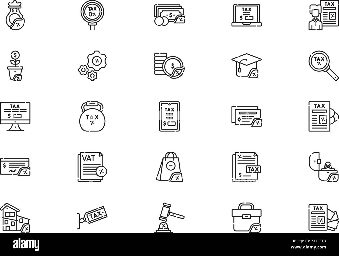 Taxes icons collection is a vector illustration with editable stroke ...