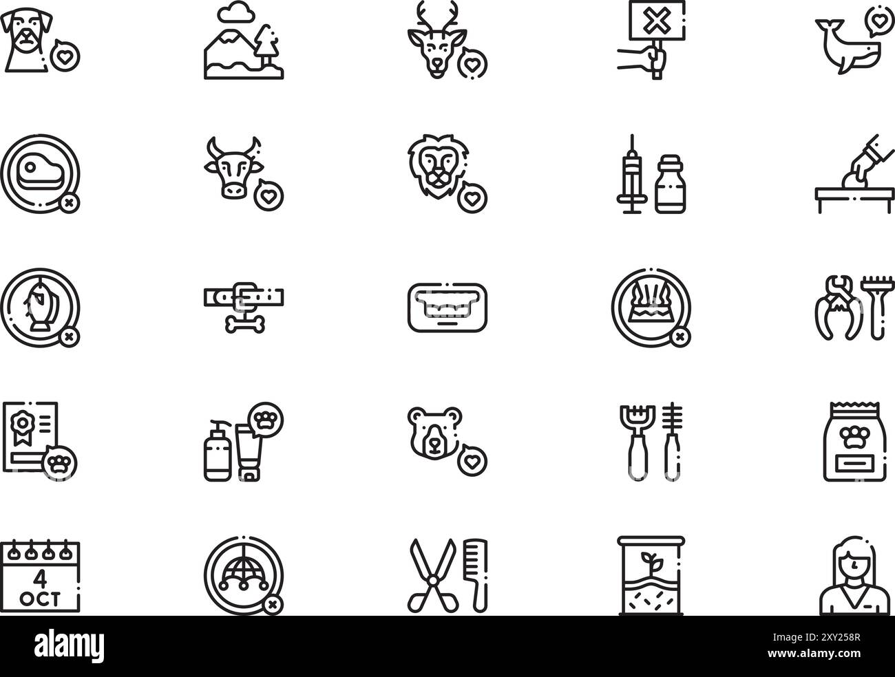 Animal welfare icons collection is a vector illustration with editable