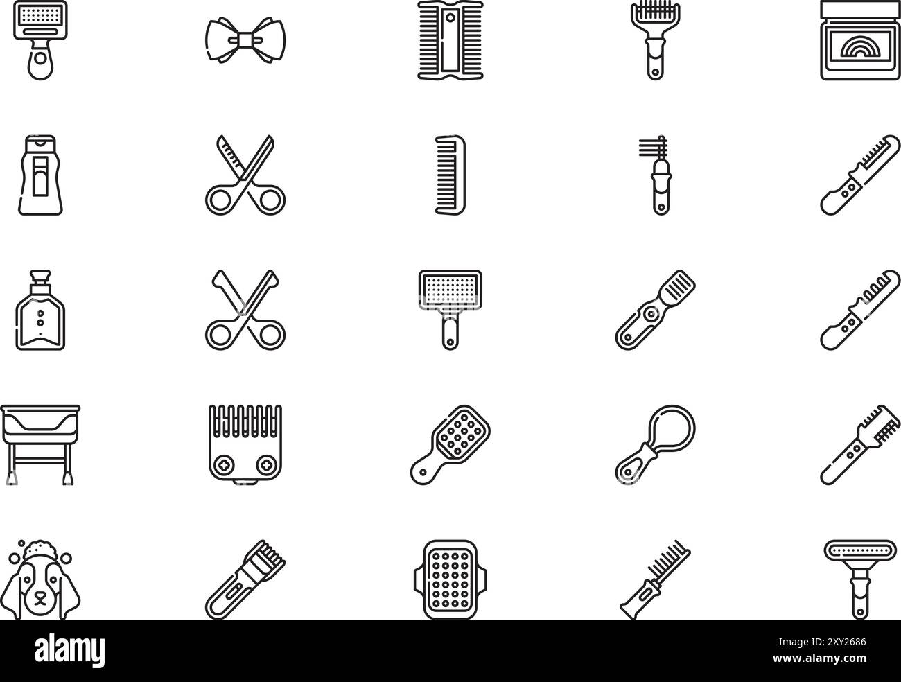 Pet grooming icons collection is a vector illustration with editable ...