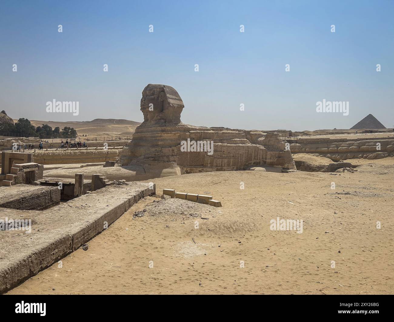 Great Sphinx of Giza, ancient limestone monument with a lion's body and ...