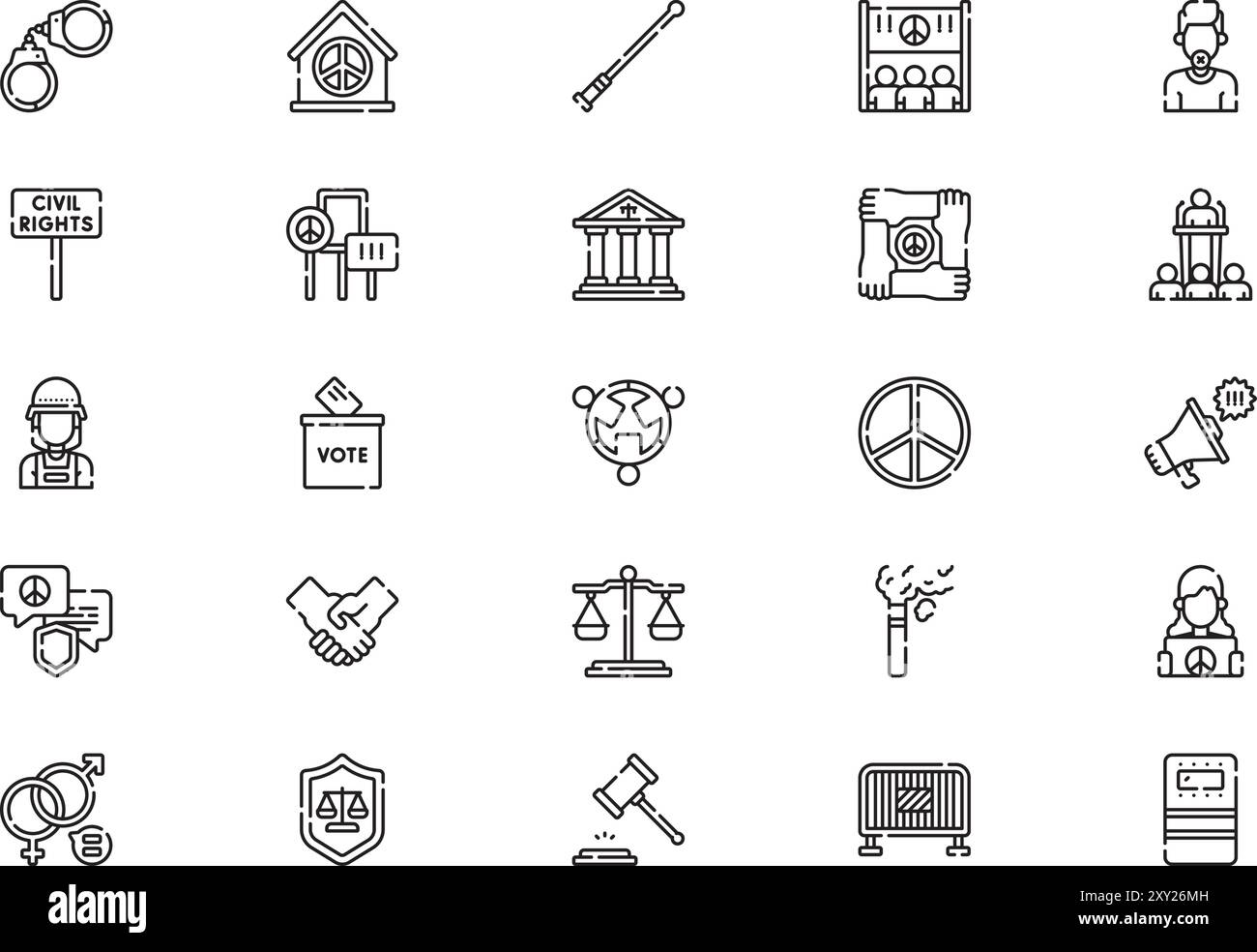 Civil rights movement icons collection is a vector illustration with ...