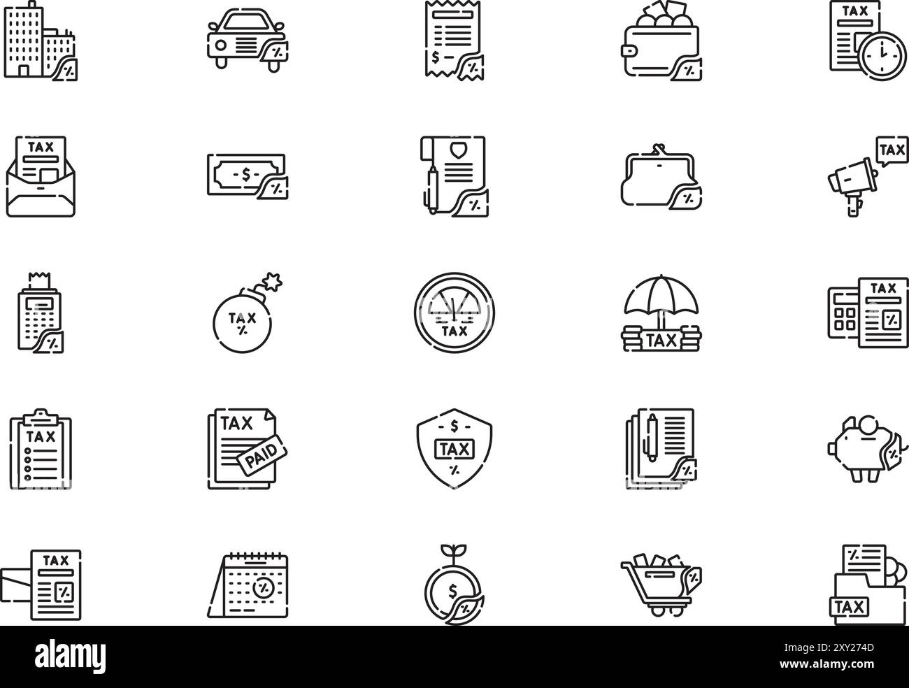 Taxes icons collection is a vector illustration with editable stroke ...