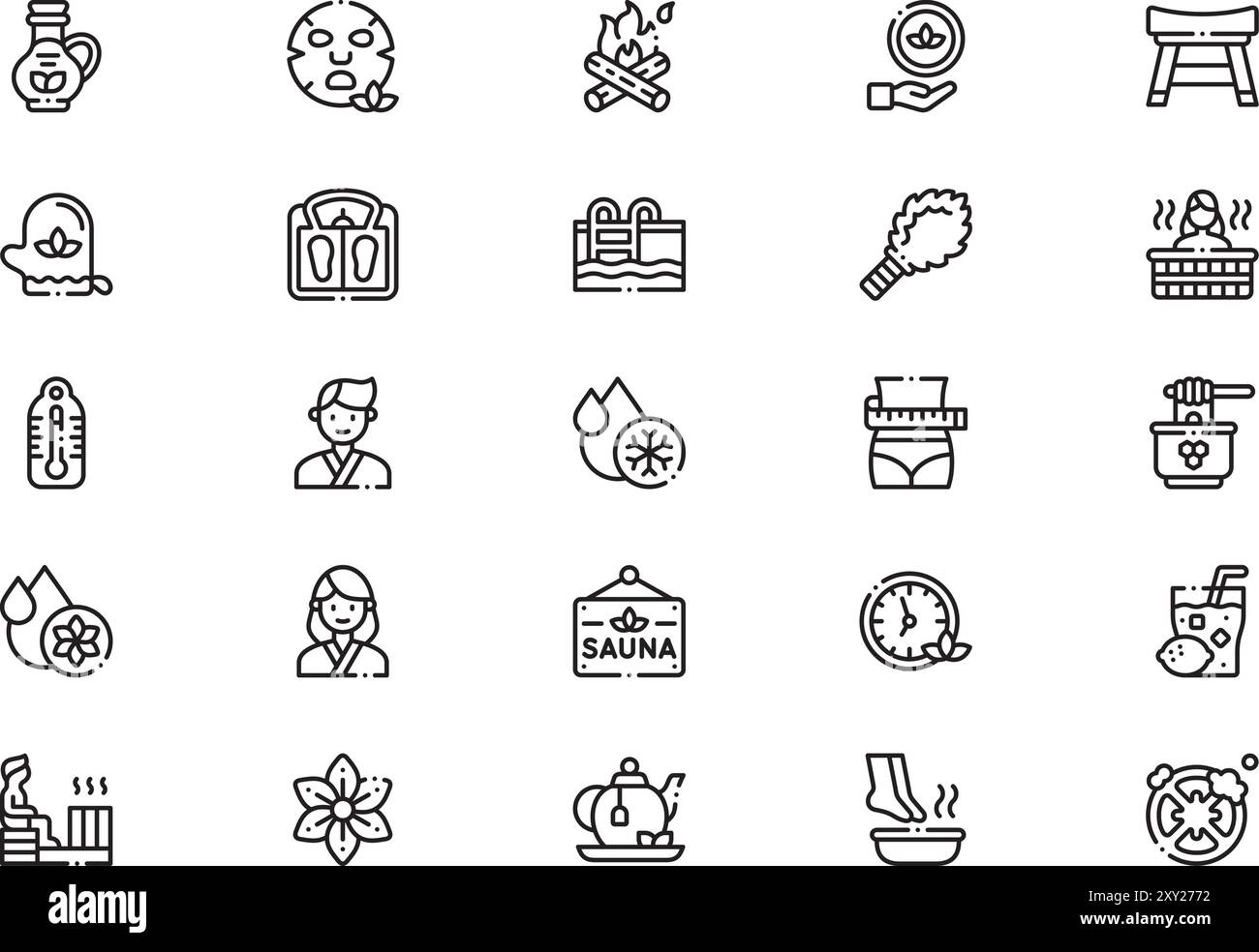 Sauna icons collection is a vector illustration with editable stroke ...