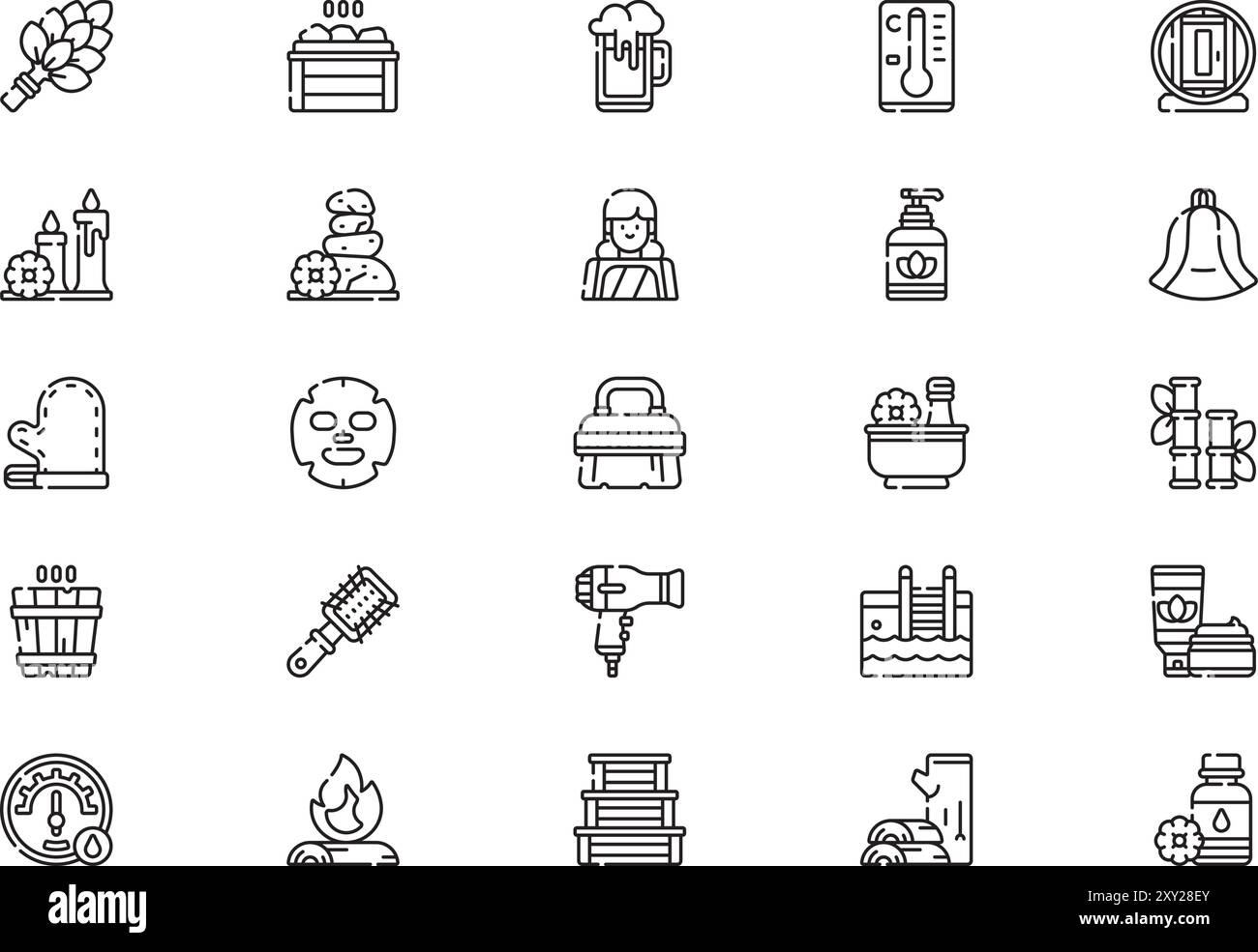 Sauna icons collection is a vector illustration with editable stroke ...