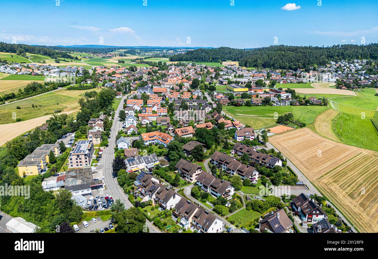 Neftenbach, Switzerland, 21st Jul 2024: Bird's-eye view of the ...