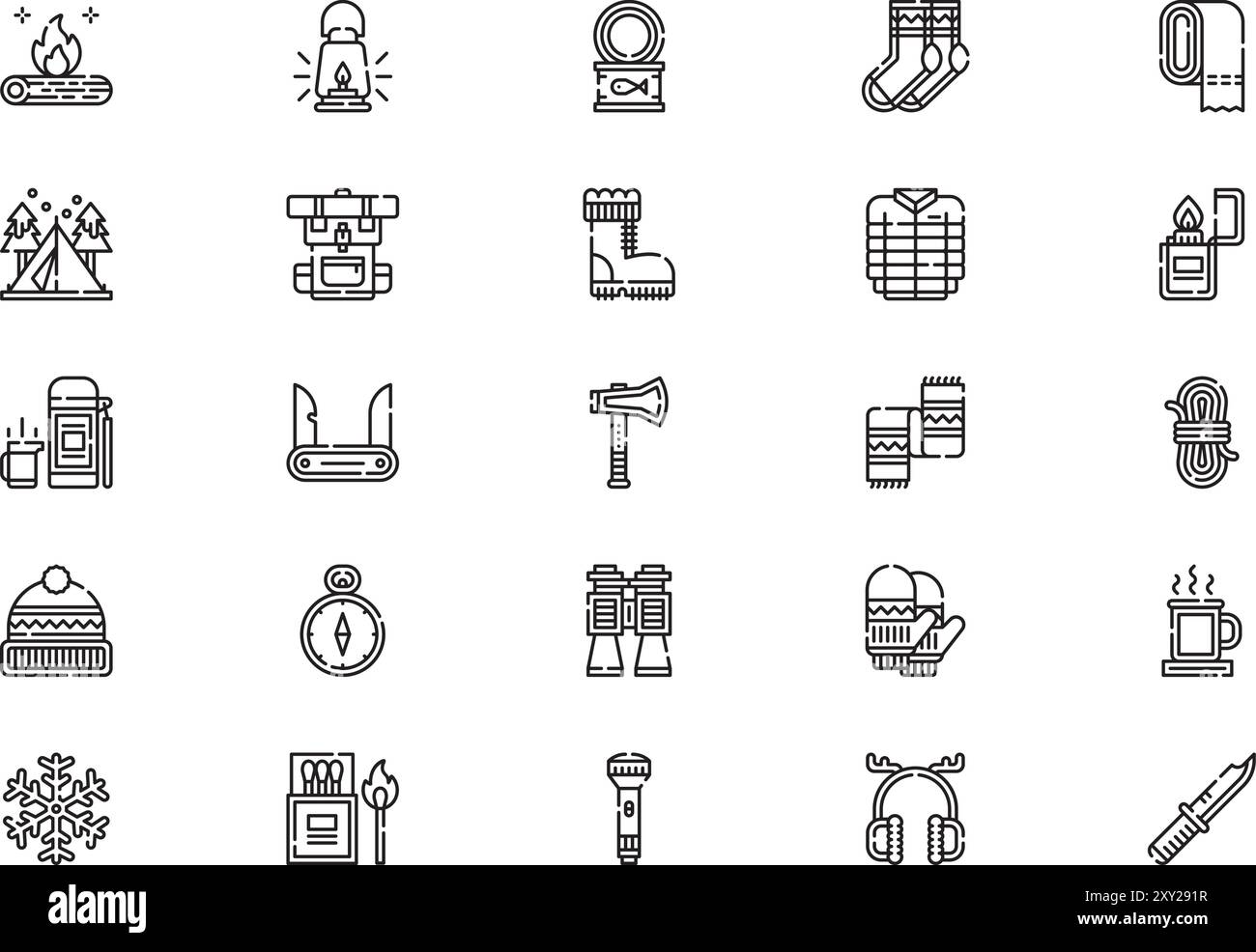 Winter camp icon collection is a vector illustration with editable ...