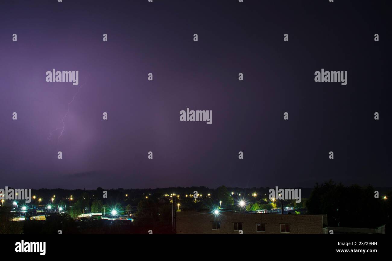 Shot of the lightning in the night sky Stock Photo - Alamy
