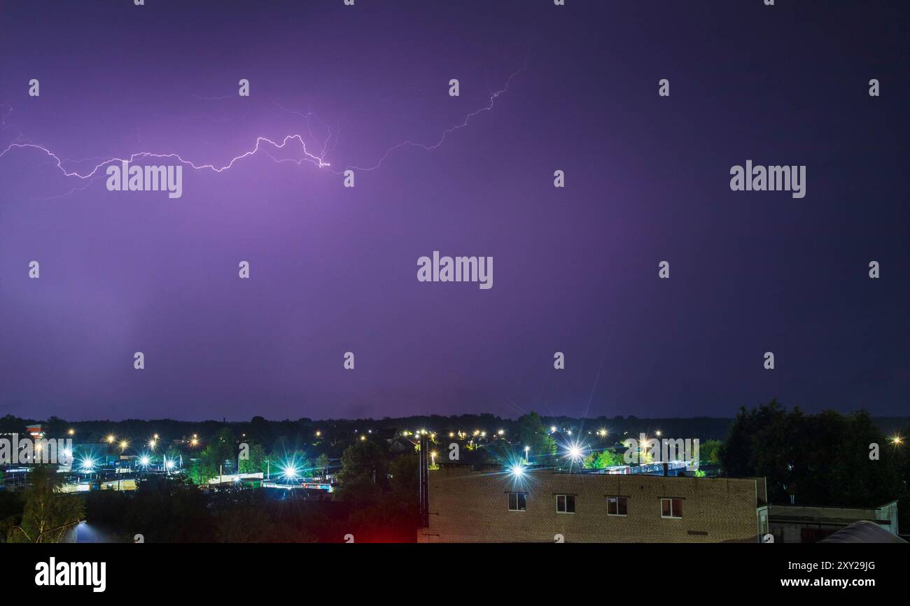 Shot of the lightning in the night sky Stock Photo - Alamy