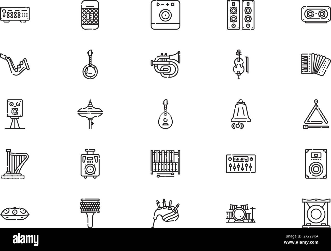 Sound icons collection is a vector illustration with editable stroke ...