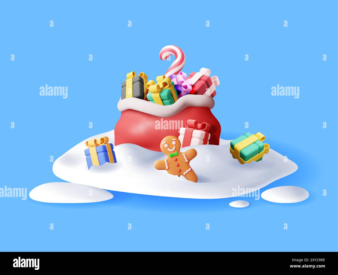 3D open santa claus sack full of gifts in snow Stock Vector Image & Art ...