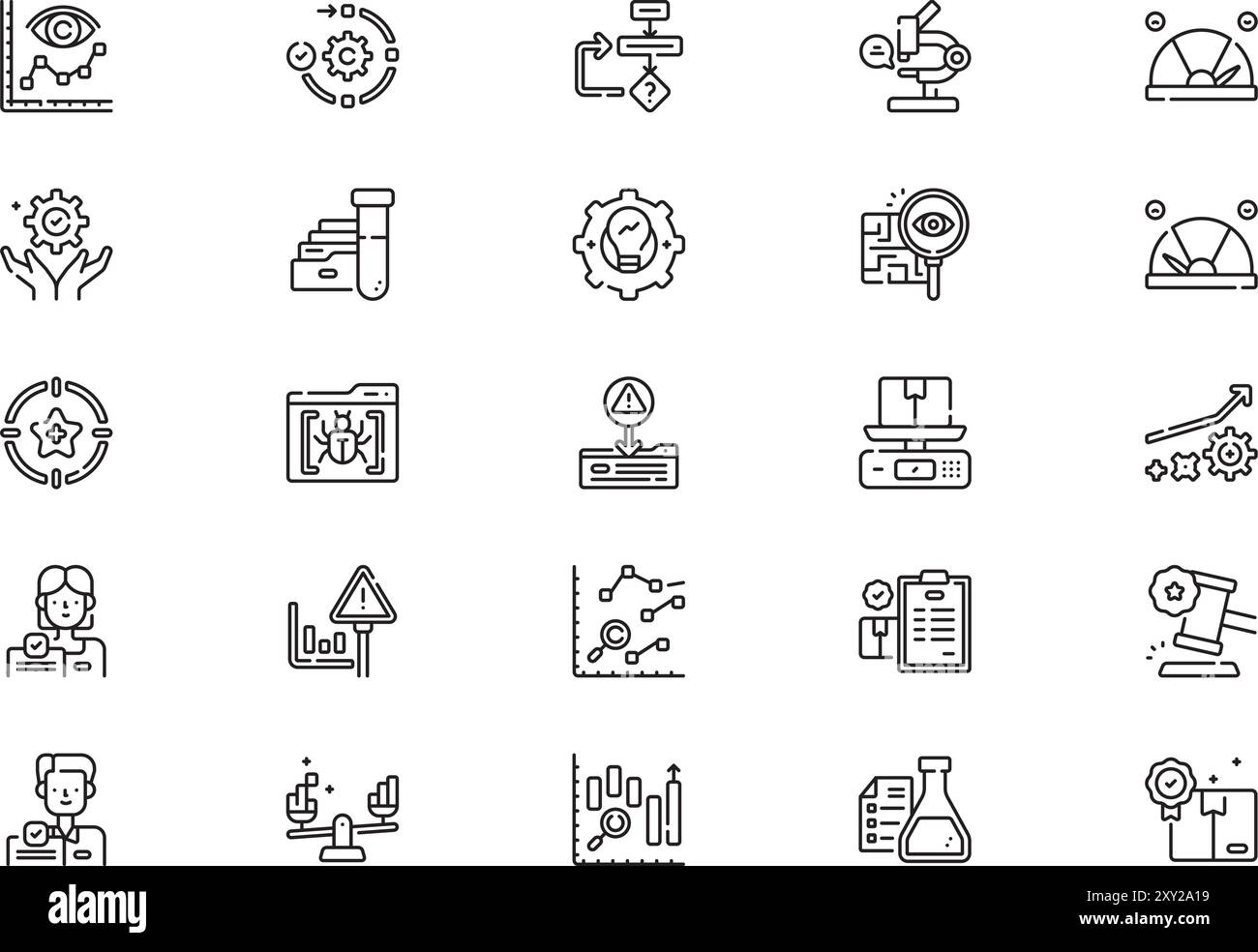 Quality control icons collection is a vector illustration with editable