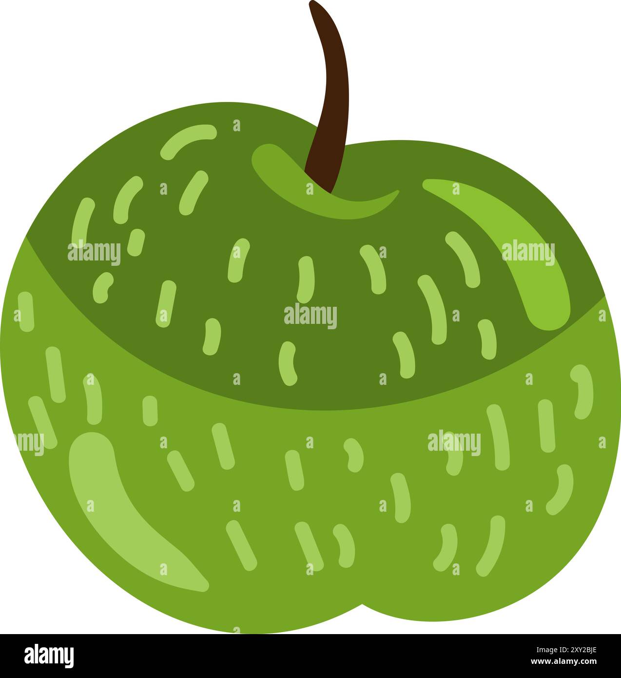 Fragrant green apple. Sour healthy fruit. Simple color cozy illustration. Hand drawn cartoon vector isolated on white background Stock Vector