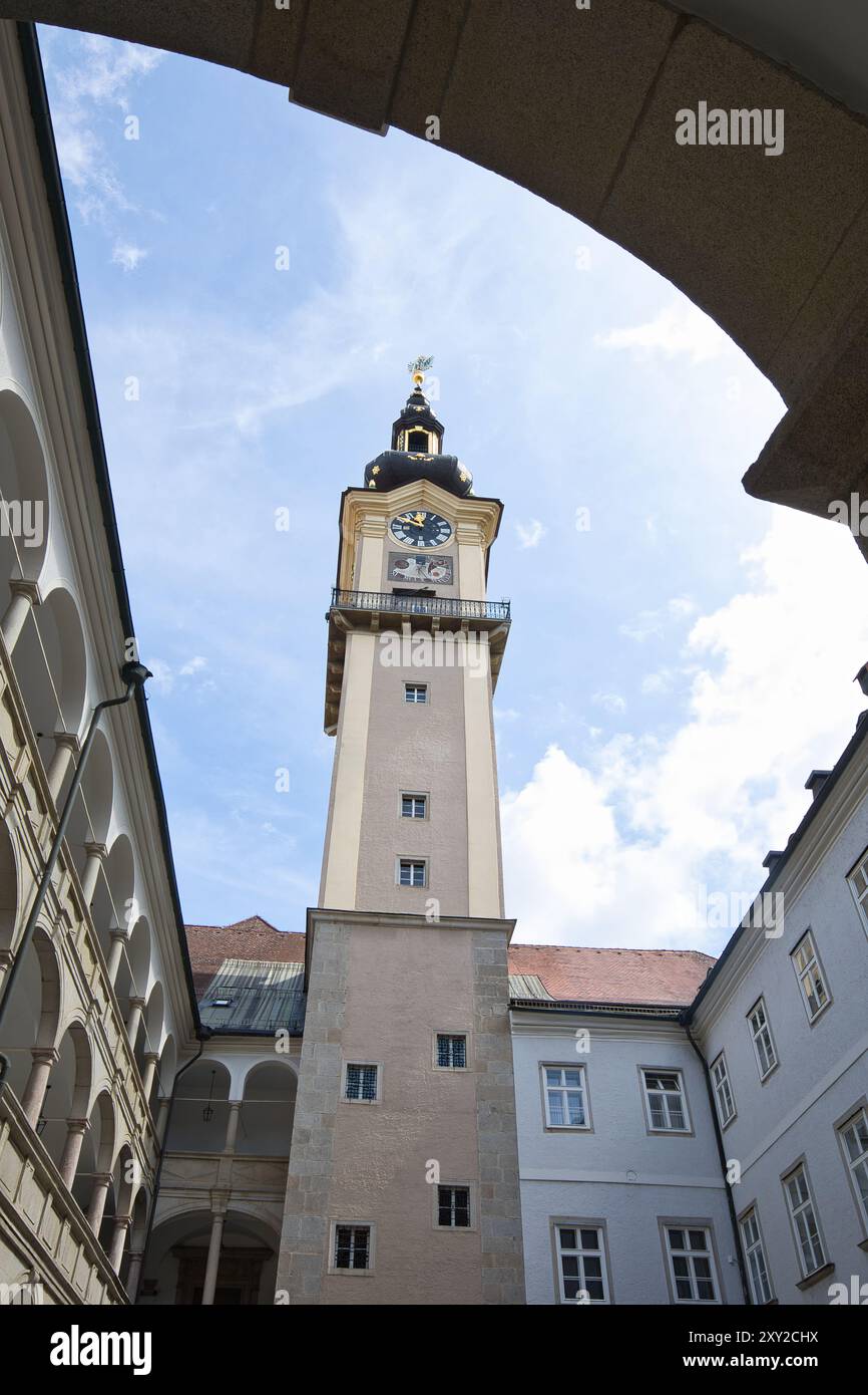 Austria, Linz - May 07, 2024: Landhaus courtyard with tower Stock Photo ...