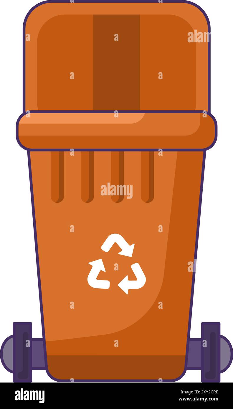 Open lid transportable container for storing, recycling and sorting used household textile waste. Empty trash bin for scraps of fabric, toys and old c Stock Vector