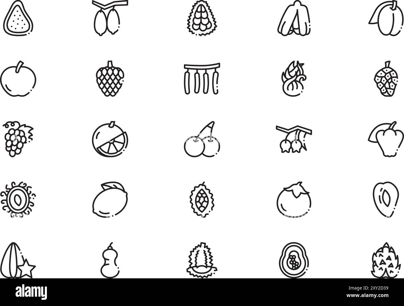 Fruits icons collection is a vector illustration with editable stroke ...