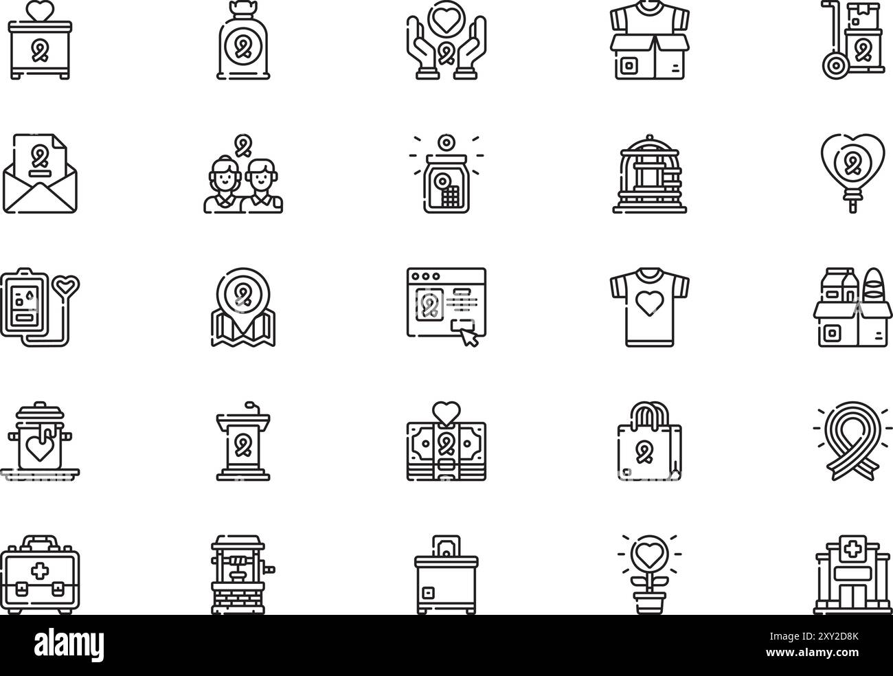 Charity icons collection is a vector illustration with editable stroke ...