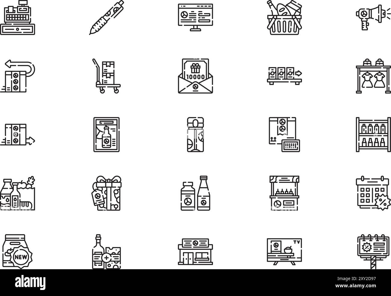 Merchandising icons collection is a vector illustration with editable ...