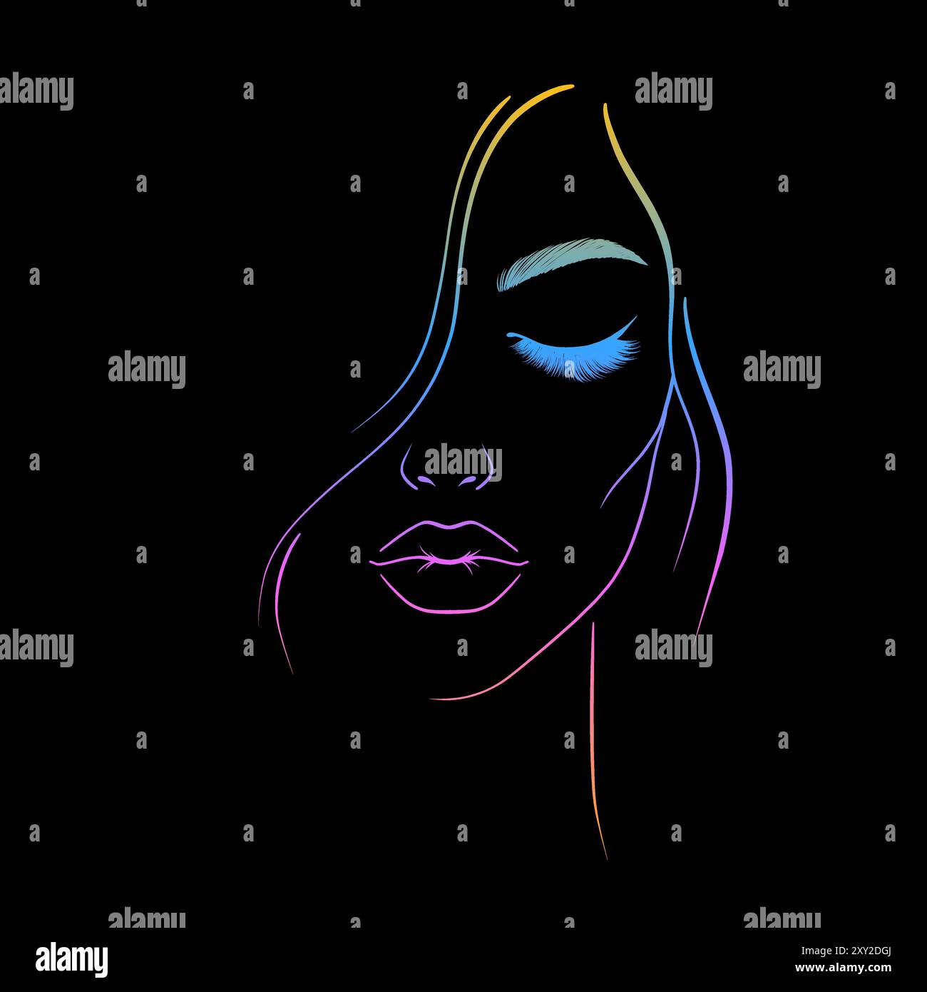 Sketch of a woman's face in a gradient color palette Stock Vector Image ...