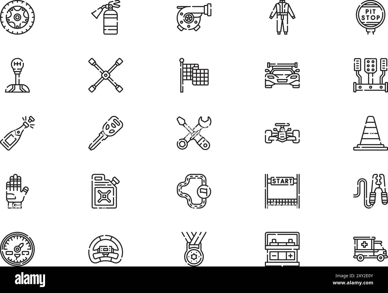 Auto racing icons collection is a vector illustration with editable ...