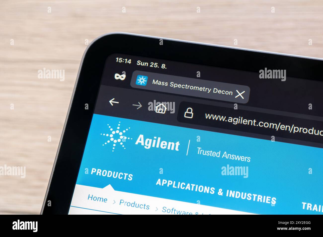 OSTRAVA, CZECHIA - AUGUST 25, 2024: Website of Agilent company providing chemical analysis, diagnostics for healthcare Stock Photo