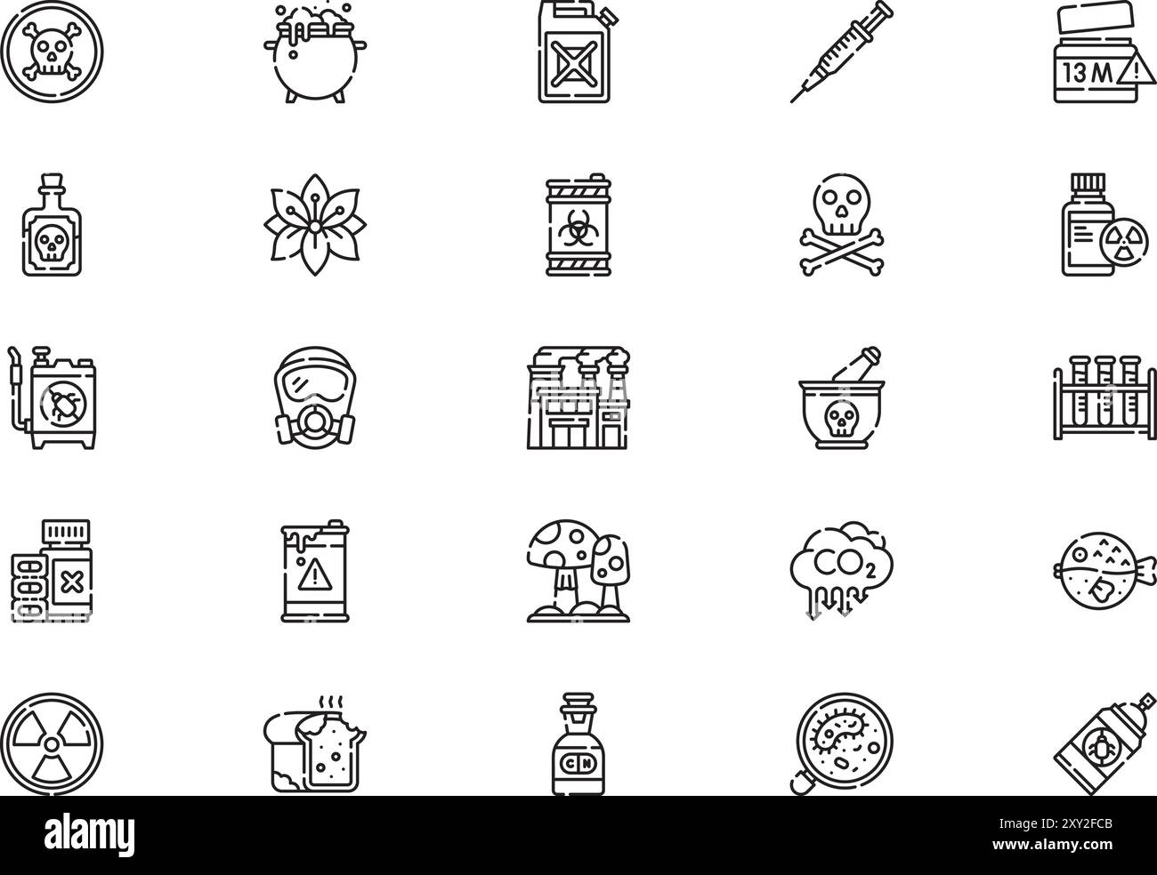 Poison icons collection is a vector illustration with editable stroke ...