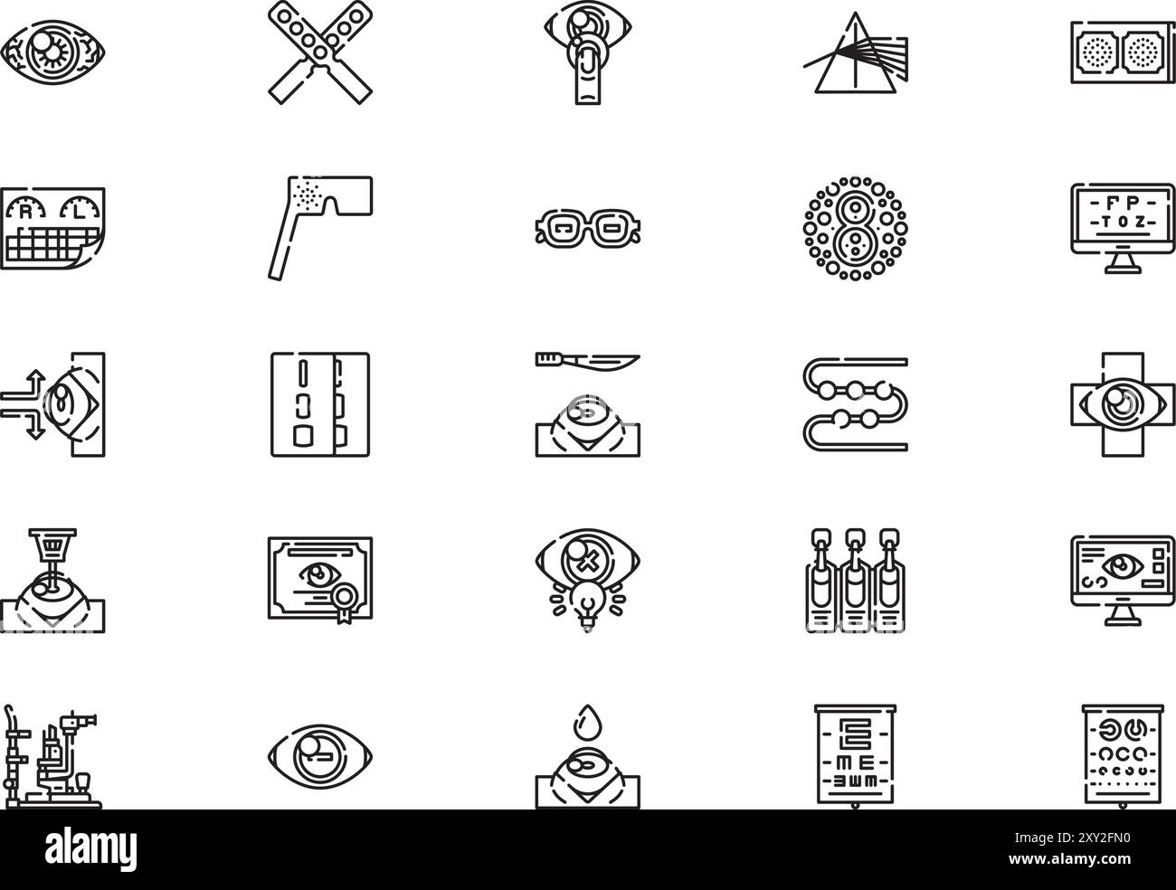 Optometrist icons collection is a vector illustration with editable stroke. Stock Vector