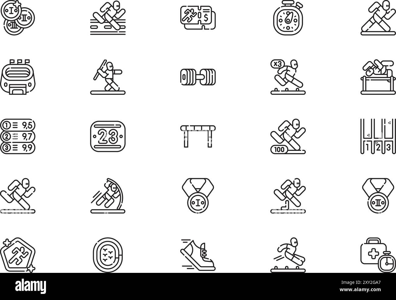 Athletics icons collection is a vector illustration with editable stroke. Stock Vector