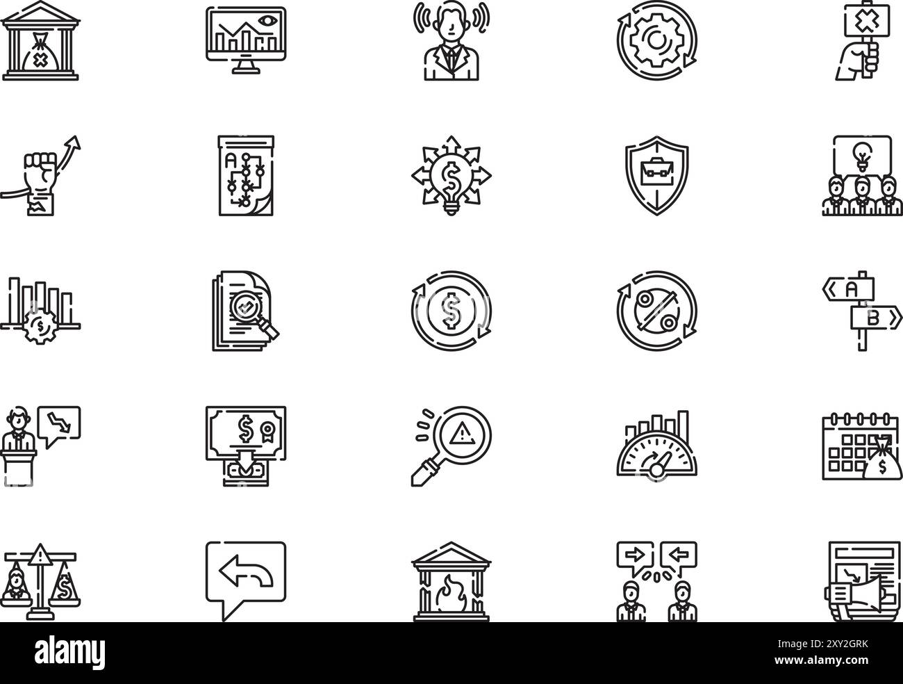Crisis management icons collection is a vector illustration with editable stroke. Stock Vector