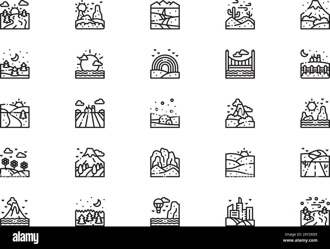 Landscapes icons collection is a vector illustration with editable ...