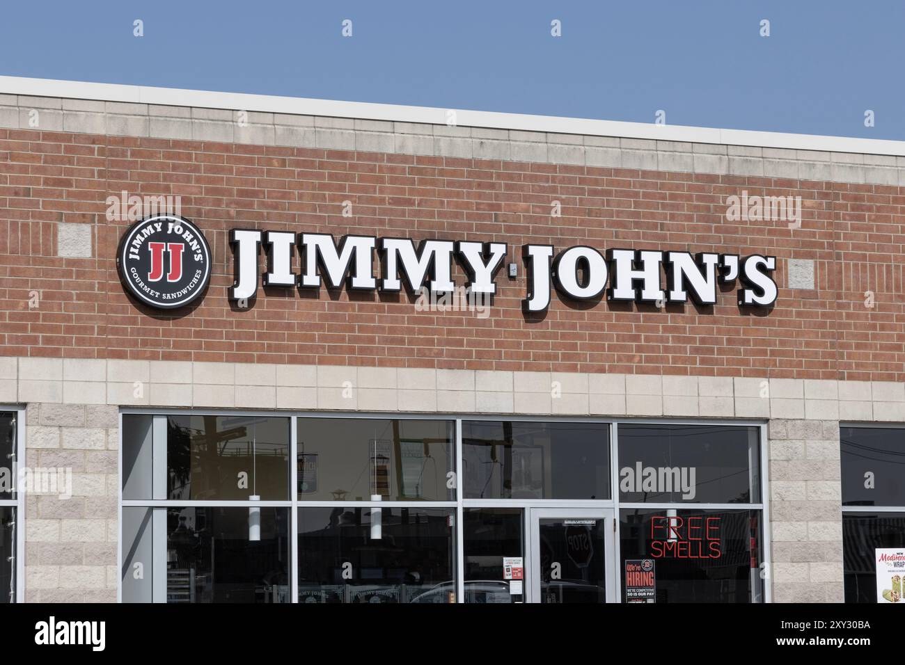 Niles - August 22, 2024: Jimmy John's Gourmet Sandwich Restaurant. Jimmy John's is known for their fast delivery. Stock Photo