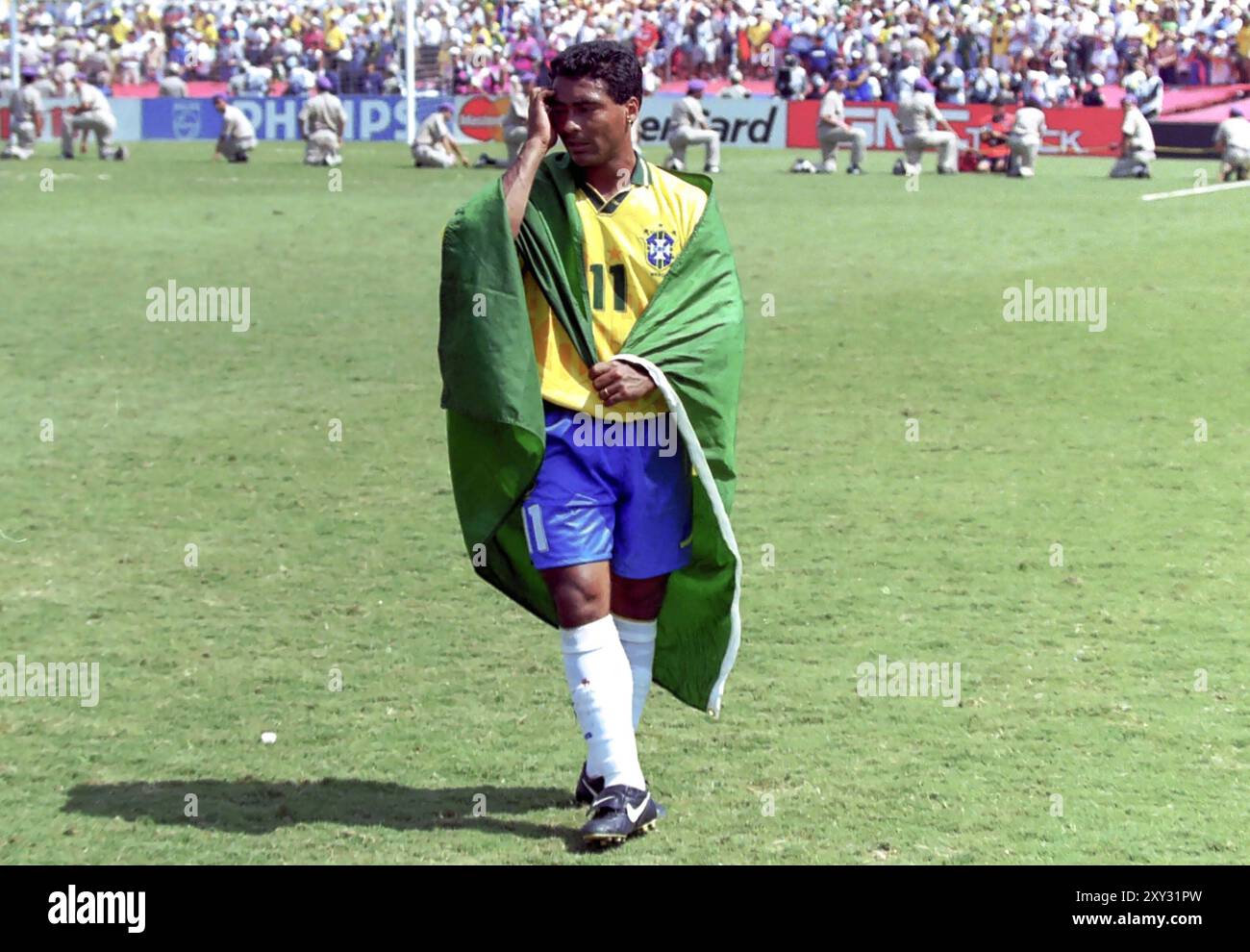 Romario all alone on the pitch after the 1994 World Cup final Stock Photo