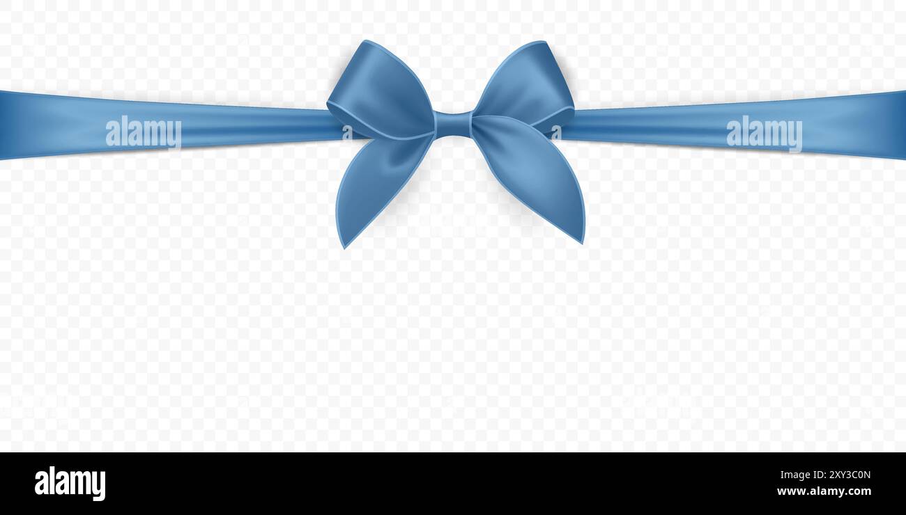 Vector Realistic Silk Blue Gift Ribbon, Satin Bow for Greeting Card ...