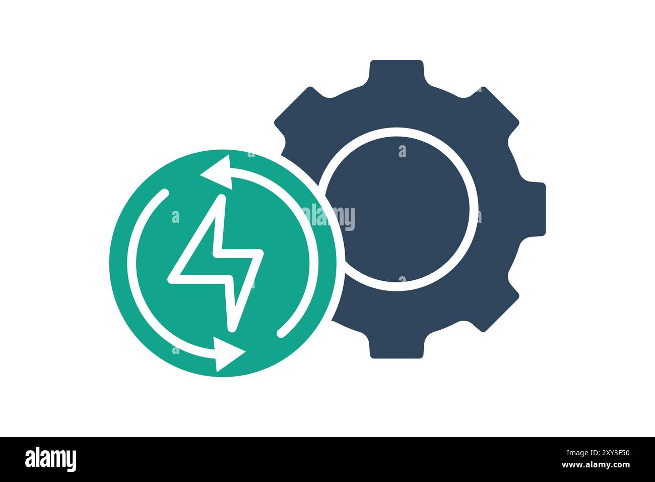 Energy efficiency icon. solid icon style. gear with lightning. icon related to efficiency. productivity elements vector illustration Stock Vector