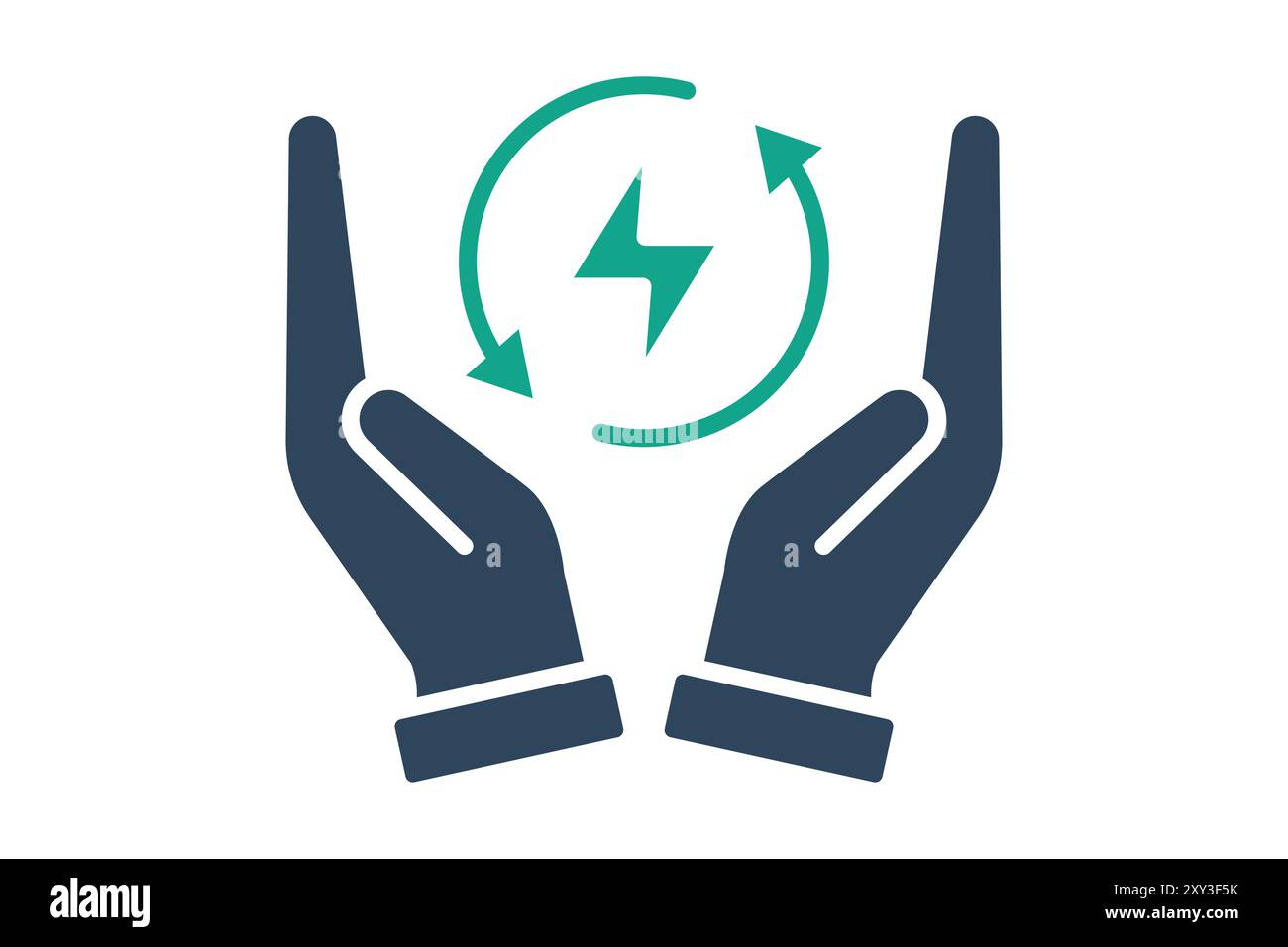 Energy saving icon. solid icon style. hand with lightning. icon related to efficiency. productivity elements vector illustration Stock Vector