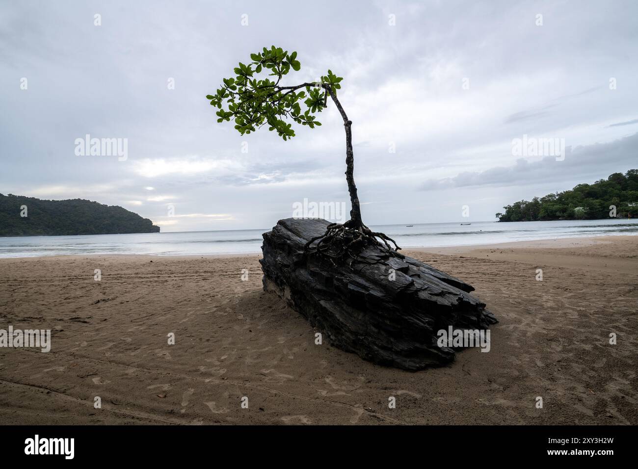 Perseverance Rock, Las Cuevas beach, Trinidad. Stock Photo