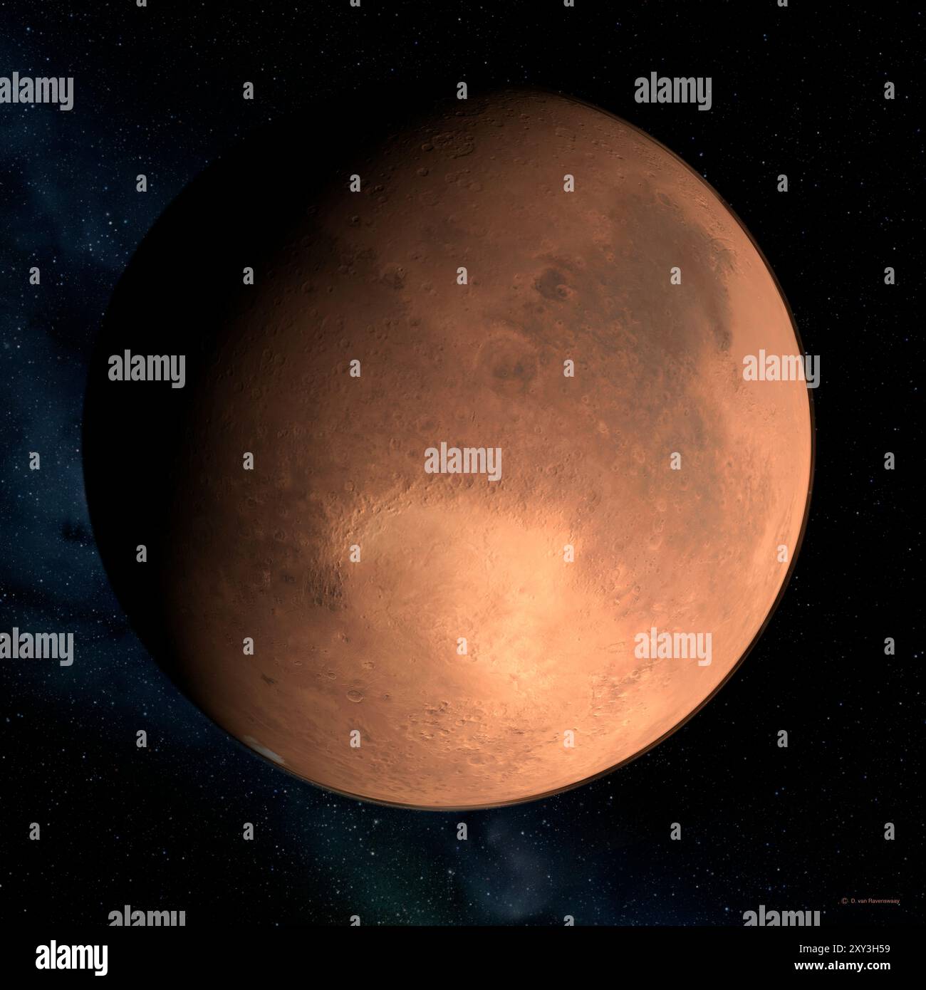 Syrtis Major and Hellas on Mars, illustration. Syrtis Major is a ...
