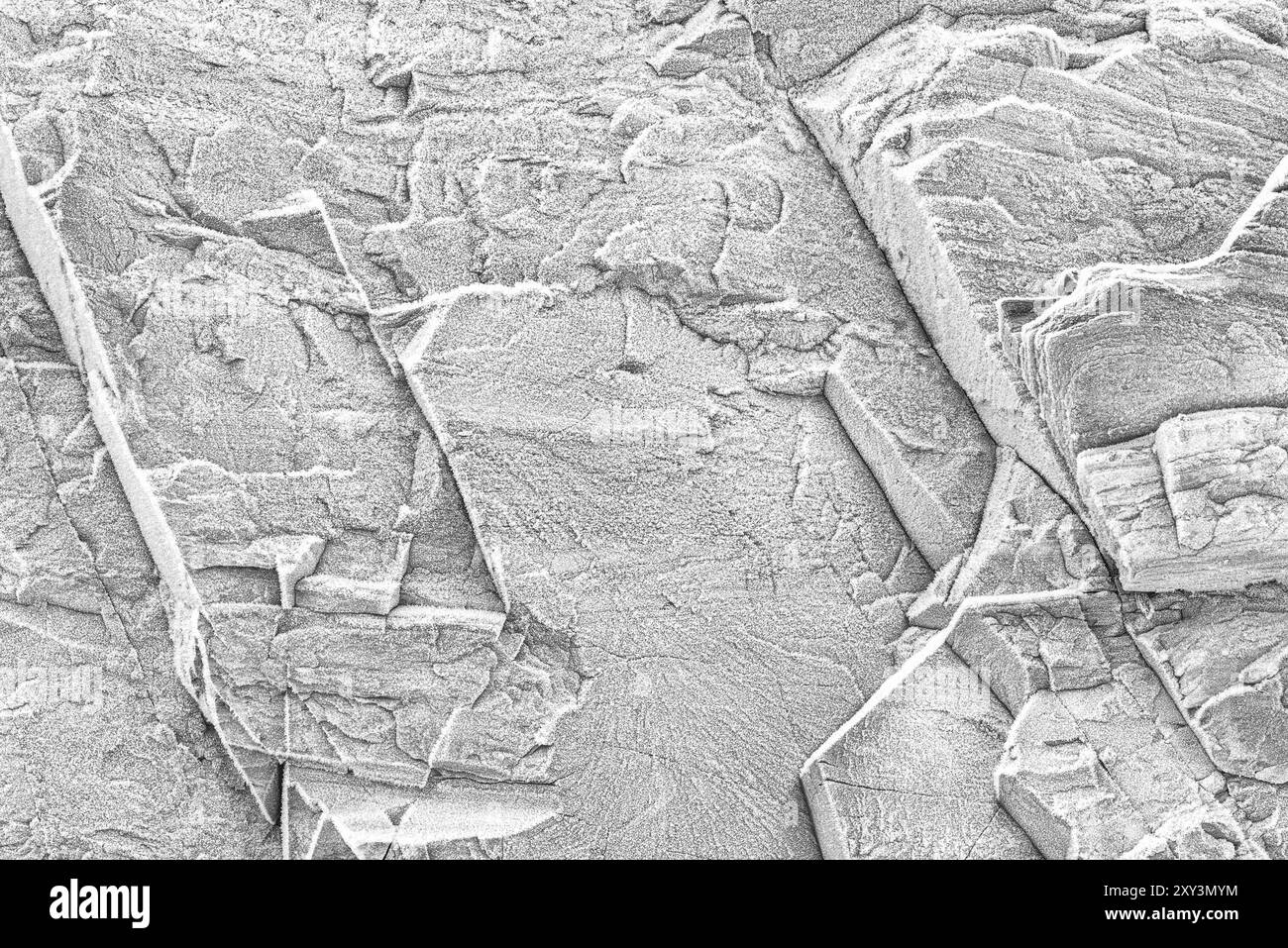 Frost-covered rock face, Tornetraesk, Norrbotten, Lapland, Sweden, January 2016, Europe Stock Photo