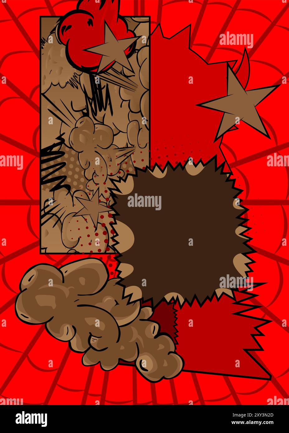 Cartoon red and brown classic comic book background. Retro vector ...