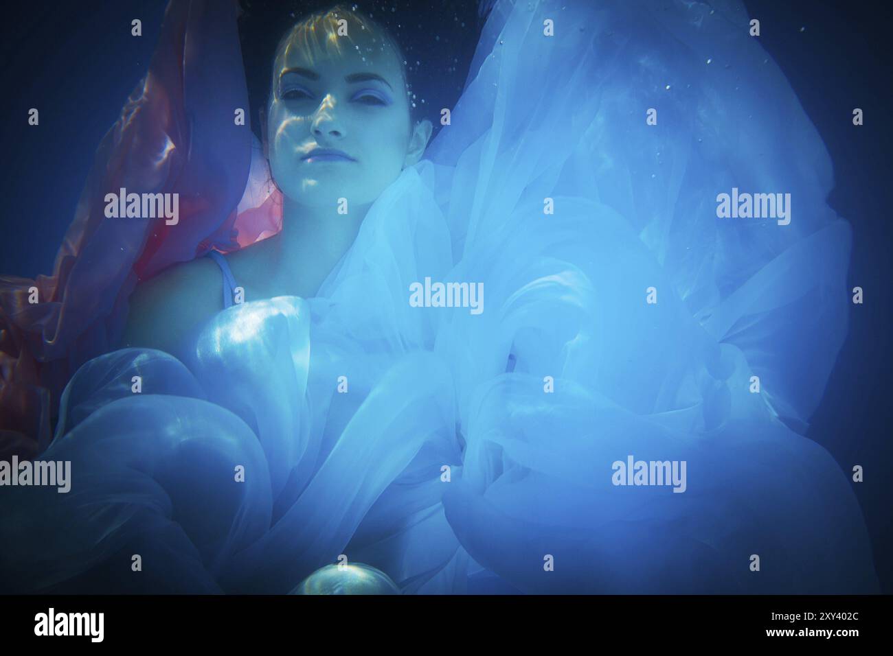 Underwater close up portrait of a woman in swimming pool Stock Photo ...